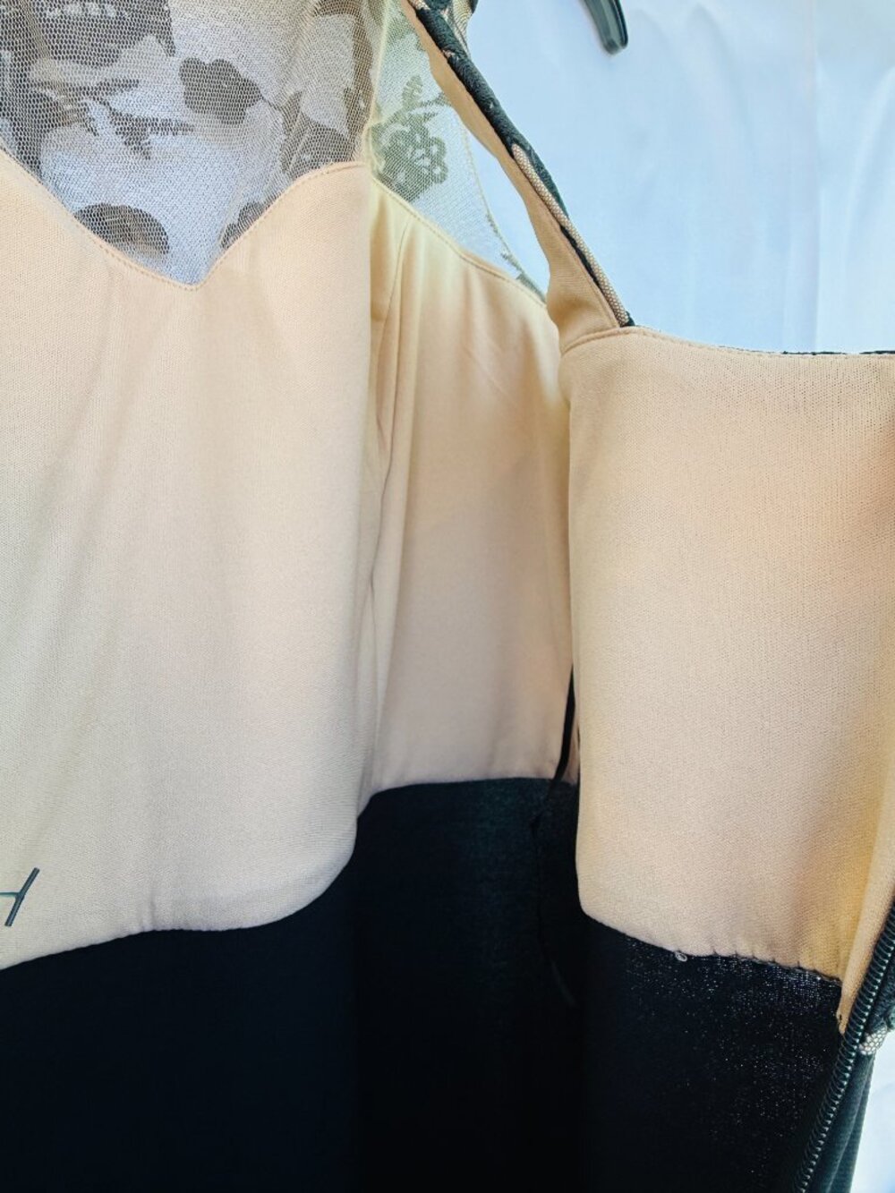 Scarlett Sleeveless Black Nude Lace Sheath Dress Elegant Lace Top,Size 10P,NEW - Picture 8 of 15